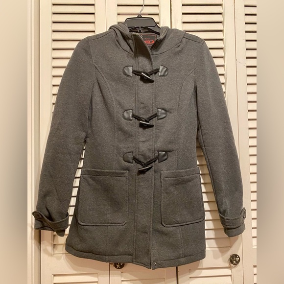 Jackets & Coats Charcoal Gray Pea Coat With Hood And Black Toggle